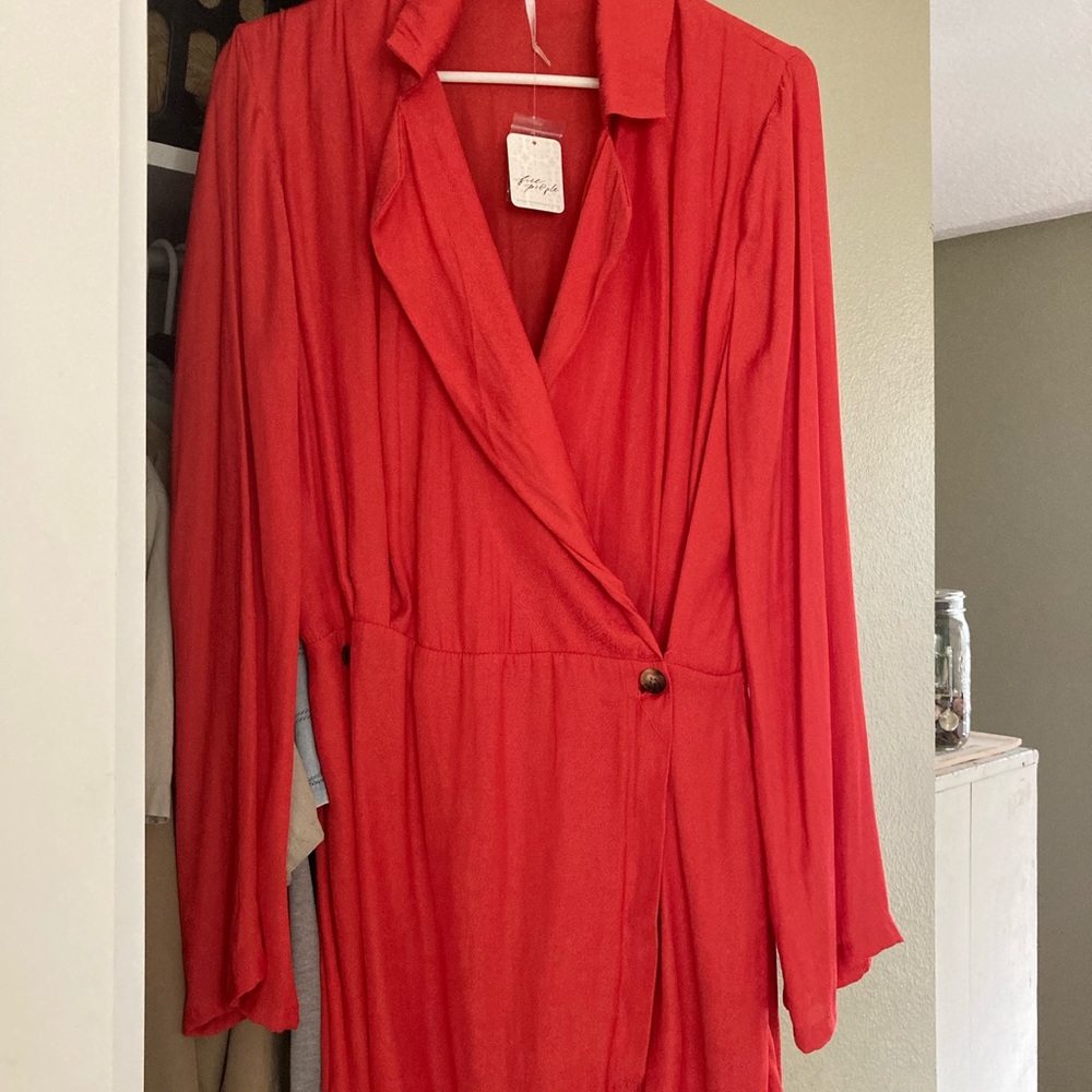 Scarlet red Free People wrap dress. New with tags